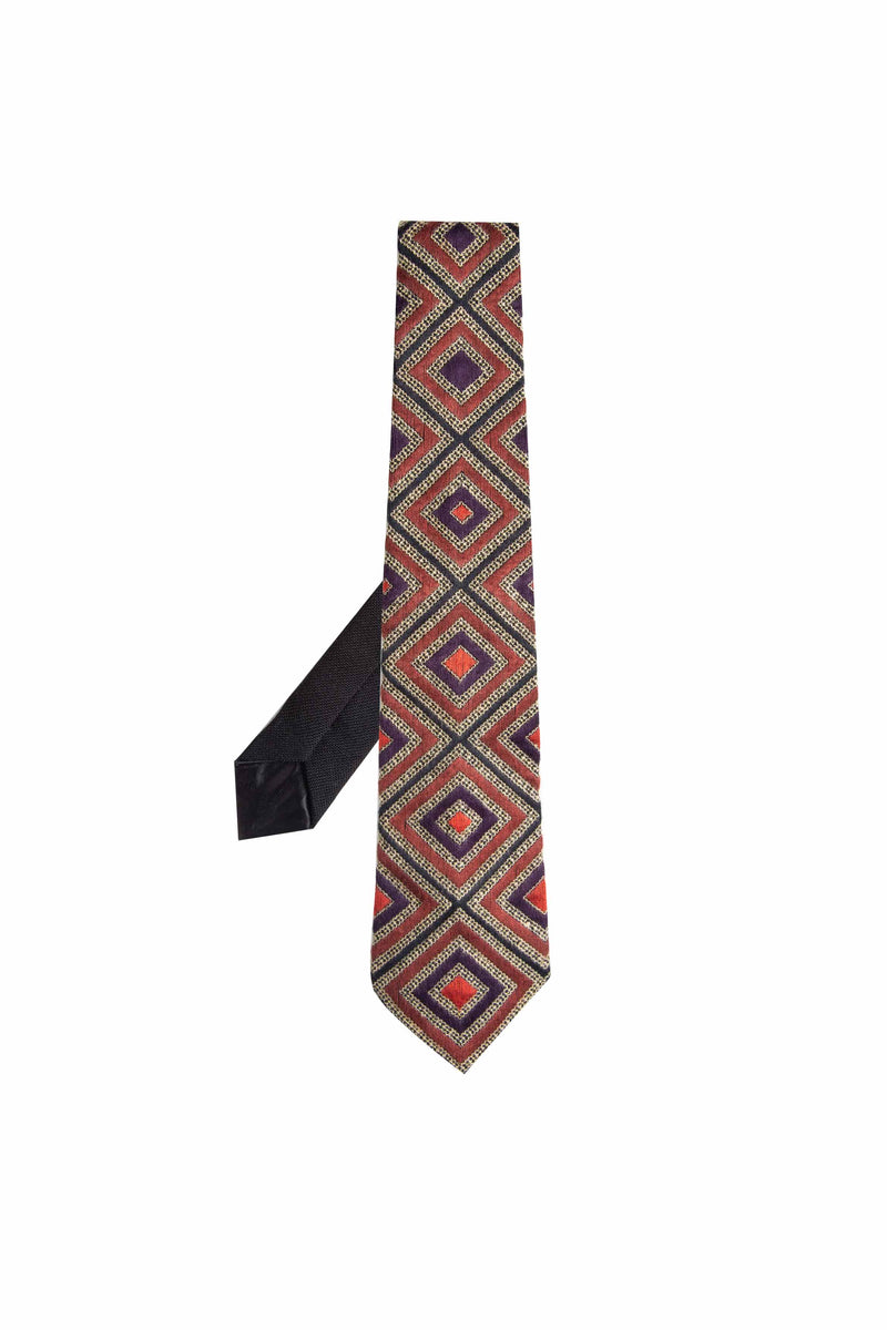 Embroidered Shah Tie - Brick & Black Rosewater House 